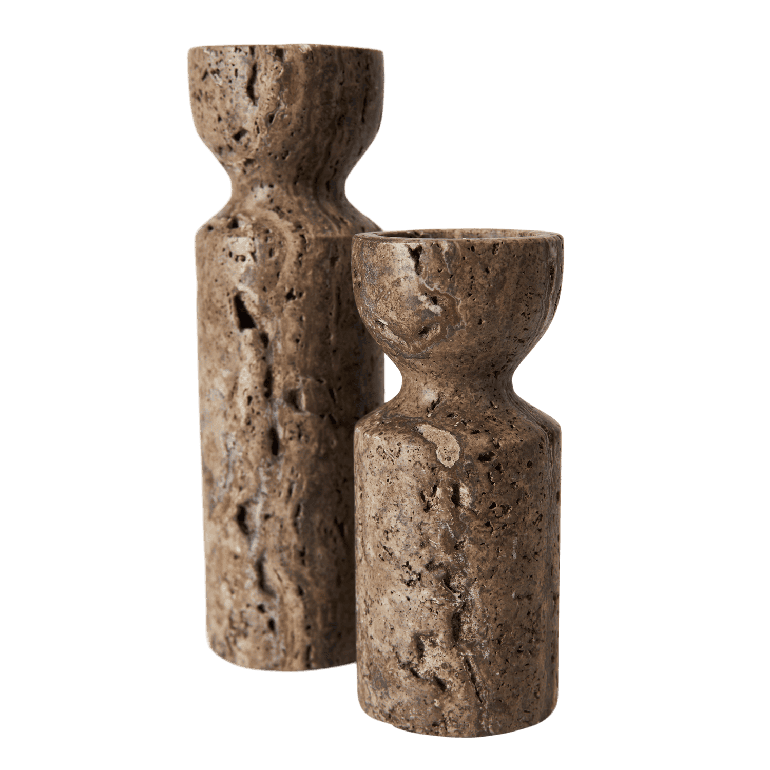 erva Σετ 2 Τεμ Καφέ Titanium  Travertine - Ø5,5xH12,5/17,5 cm MUUBS