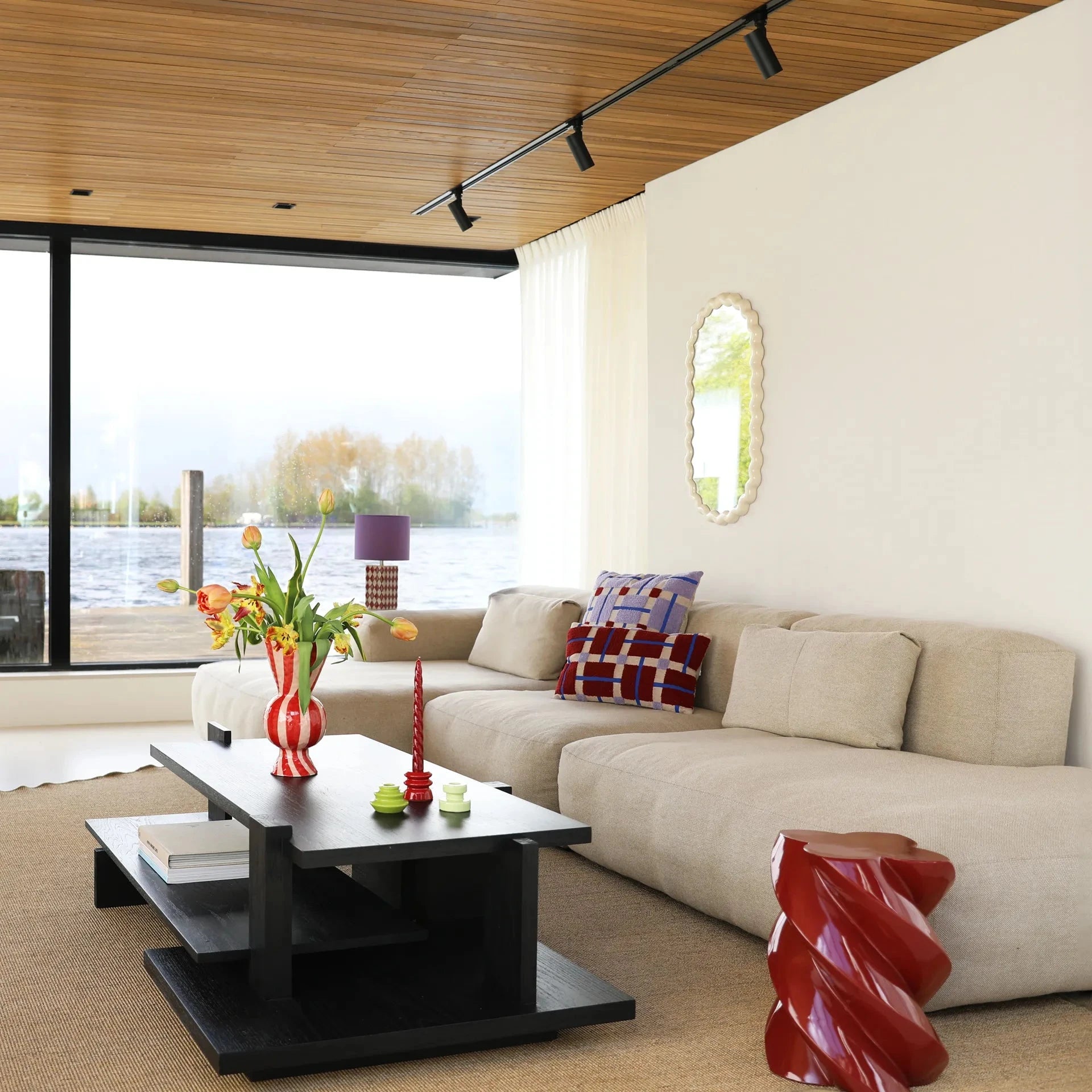Home - &k Amsterdam Διακοσμητικά Σπιτιού Βοηθητικό τραπέζι Pillar Marshmallow Κόκκινο Fiber Glass 39.5 x 29 cm Home - &k Amsterdam