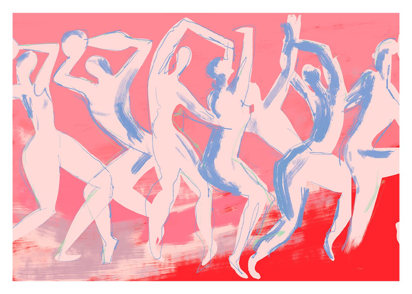 THE POSTER CLUB Poster Πόστερ Dancing - Κόκκινο Μπεζ 70 x 100 cm THE POSTER CLUB