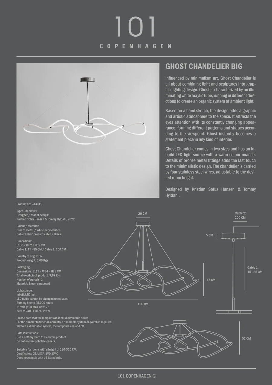 101 COPENHAGEN Φωτιστικό οροφής Φωτιστικό Οροφής Ghost Chandelier Big Ακρυλικό Μέταλλο/Γυαλι 82x156x52.5 cm 101 COPENHAGEN