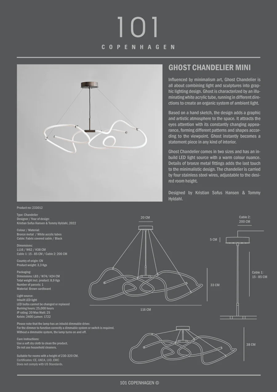 101 COPENHAGEN Φωτιστικό οροφής Φωτιστικό Οροφής Ghost Chandelier Mini Ακρυλικό Μέταλλο/Γυαλι 57x107x90 cm 101 COPENHAGEN