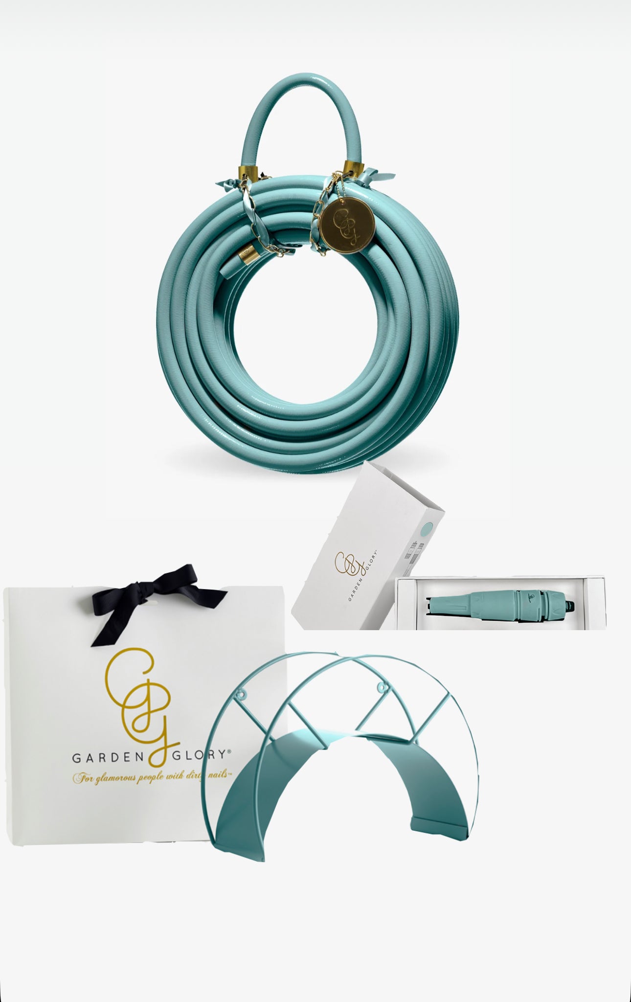 GARDEN GLORY Garden Kit Hose Kit Caribbean Kiss Τιρκουάζ (Περιλαμβάνει Λάστιχο-Ακροφύσιο-Βάση Λάστιχου)Διάμ. Βάσ. :12x32xH24cm Μήκος Λάστ. 20m Garden Glory