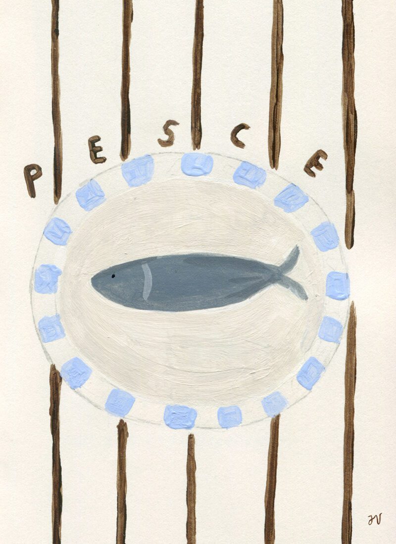 THE POSTER CLUB Poster Πόστερ Pesce - Μπεζ Καφέ Γαλάζιο 30 x 40 cm THE POSTER CLUB