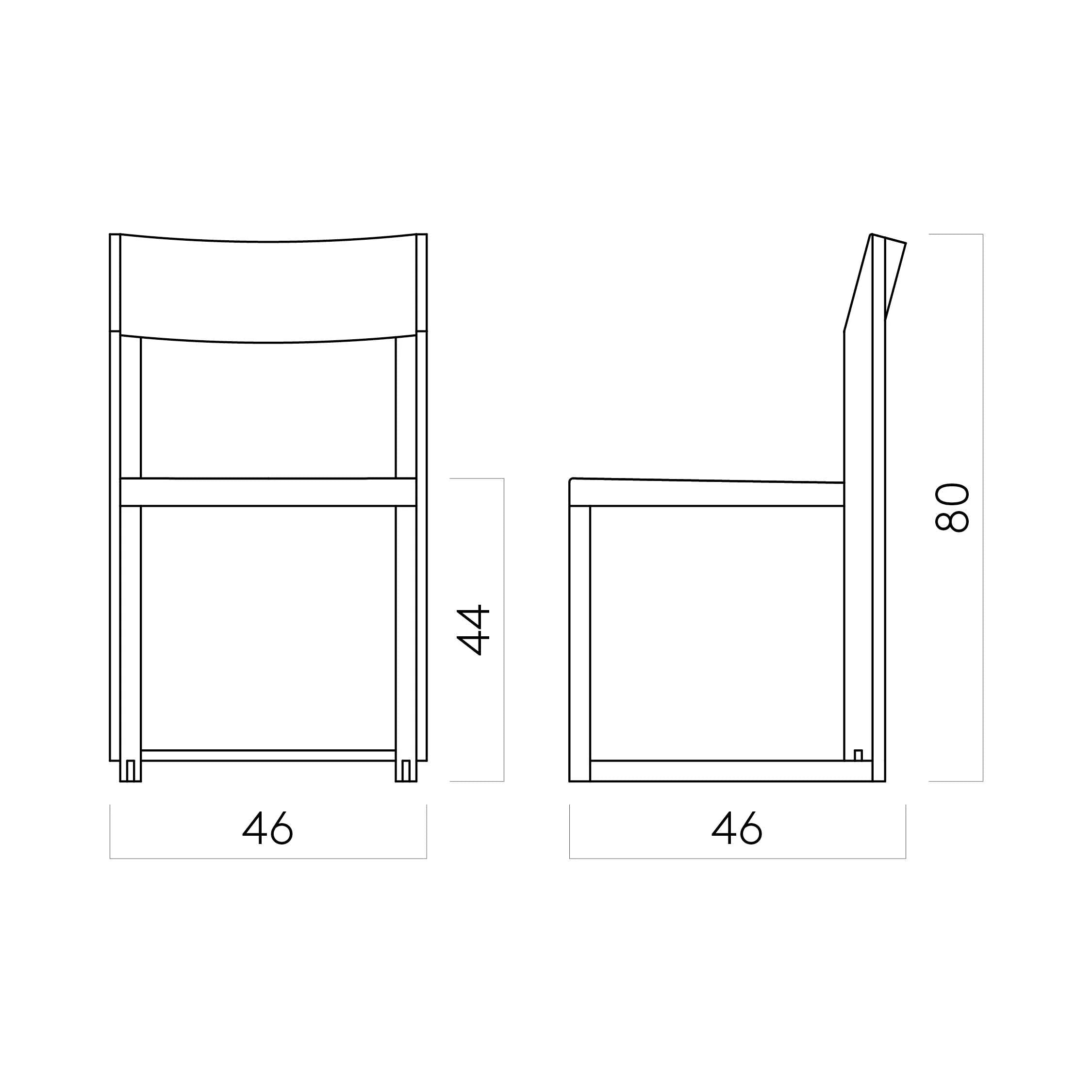 KRISTINA DAM studio Chair Καρέκλα Outline Warm, Lacquered oak/Walnut W46 x D46 x H80 cm, SH46 x SD45,5 cm KRISTINA DAM