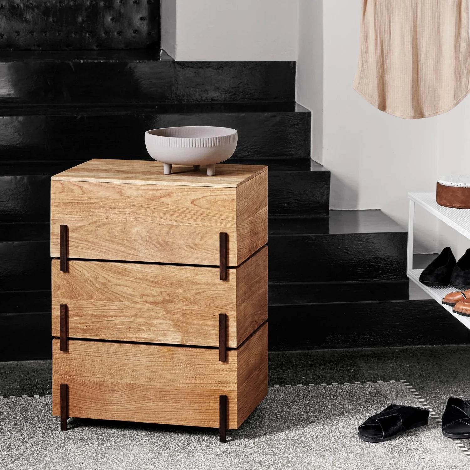 KRISTINA DAM studio Καλάθι αποθήκευσης Κουτί Αποθήκευσης Suede Box L - Τραβερτίνη Σουέντ Μπεζ Ταμπά Ø20 x H7,5 cm KRISTINA DAM studio