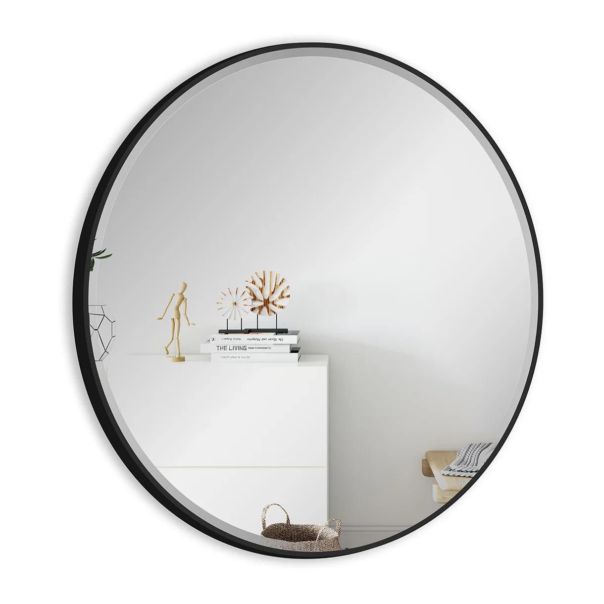 INCADO Καθρέφτης Καθρέφτης Τοίχου Γυαλί Στρογγυλός Με Πλαίσιο Μαύρο Ø60 INCADO