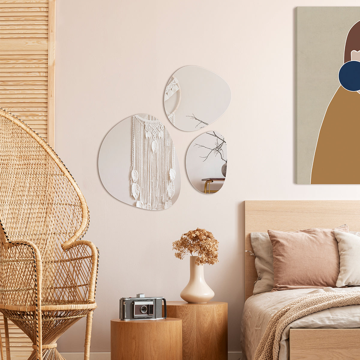 Καθρέφτης Τοίχου Silver - Διαφανής Σετ Των 3 τμχ W37.5 x H35.5 / W46 x H53.3 / W23.2 x H35 cm INCADO