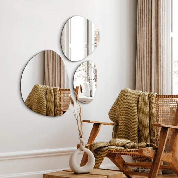 Καθρέφτης Τοίχου Silver - Διαφανής Σετ Των 3 τμχ W37.5 x H35.5 / W46 x H53.3 / W23.2 x H35 cm INCADO