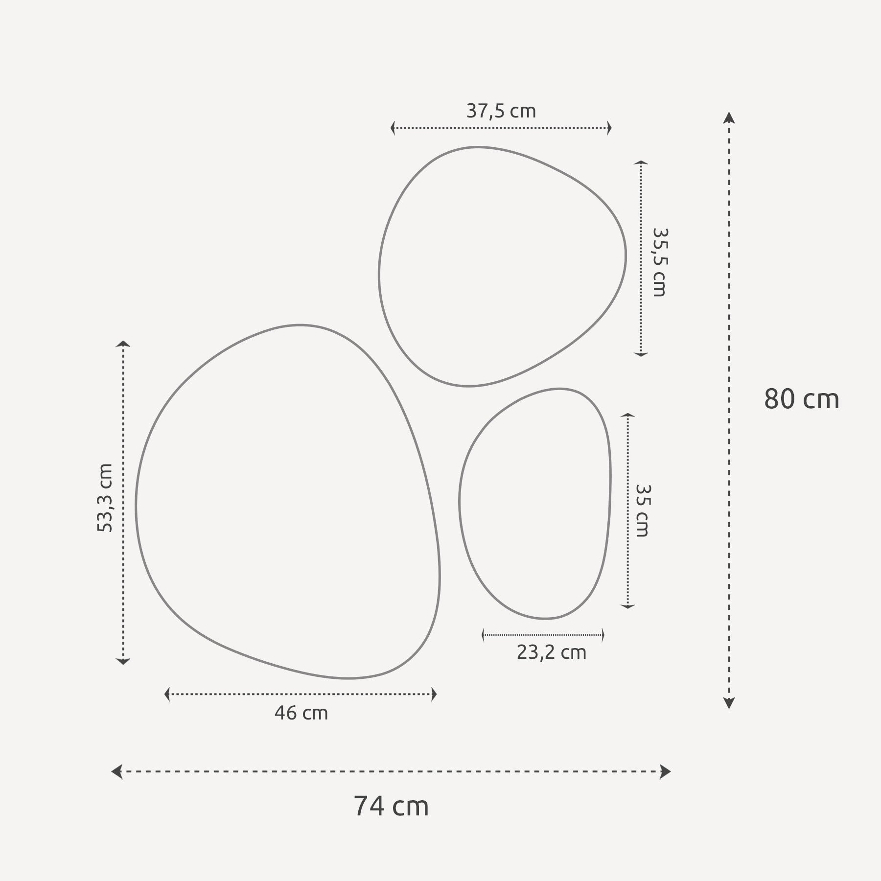 Καθρέφτης Τοίχου Silver - Διαφανής Σετ Των 3 τμχ W37.5 x H35.5 / W46 x H53.3 / W23.2 x H35 cm INCADO
