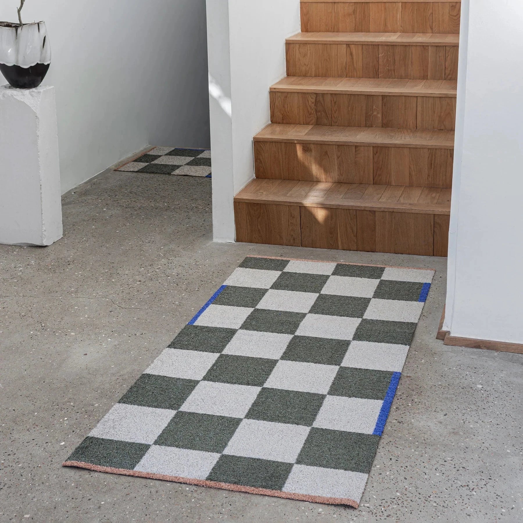METTE DITMER Χαλί Χαλί Square L - Nylon Καρό Μοτίβο Σκούρο Πράσινο W70 x L150 cm METTE DITMER