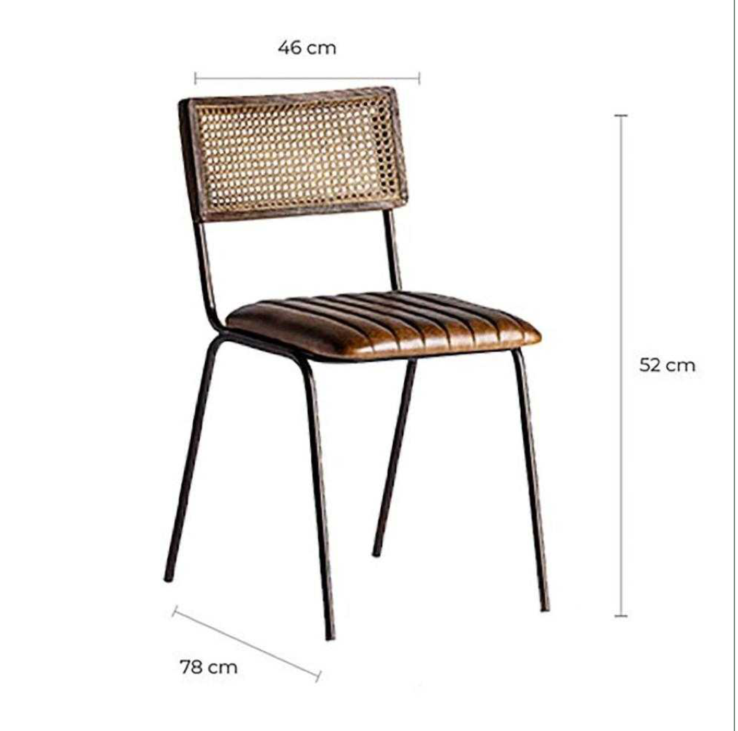 VICAL Καρέκλα Καρέκλα ALMSTOCK Δέρμα/Μέταλλο Καφέ H79xW44xD51 cm VICAL