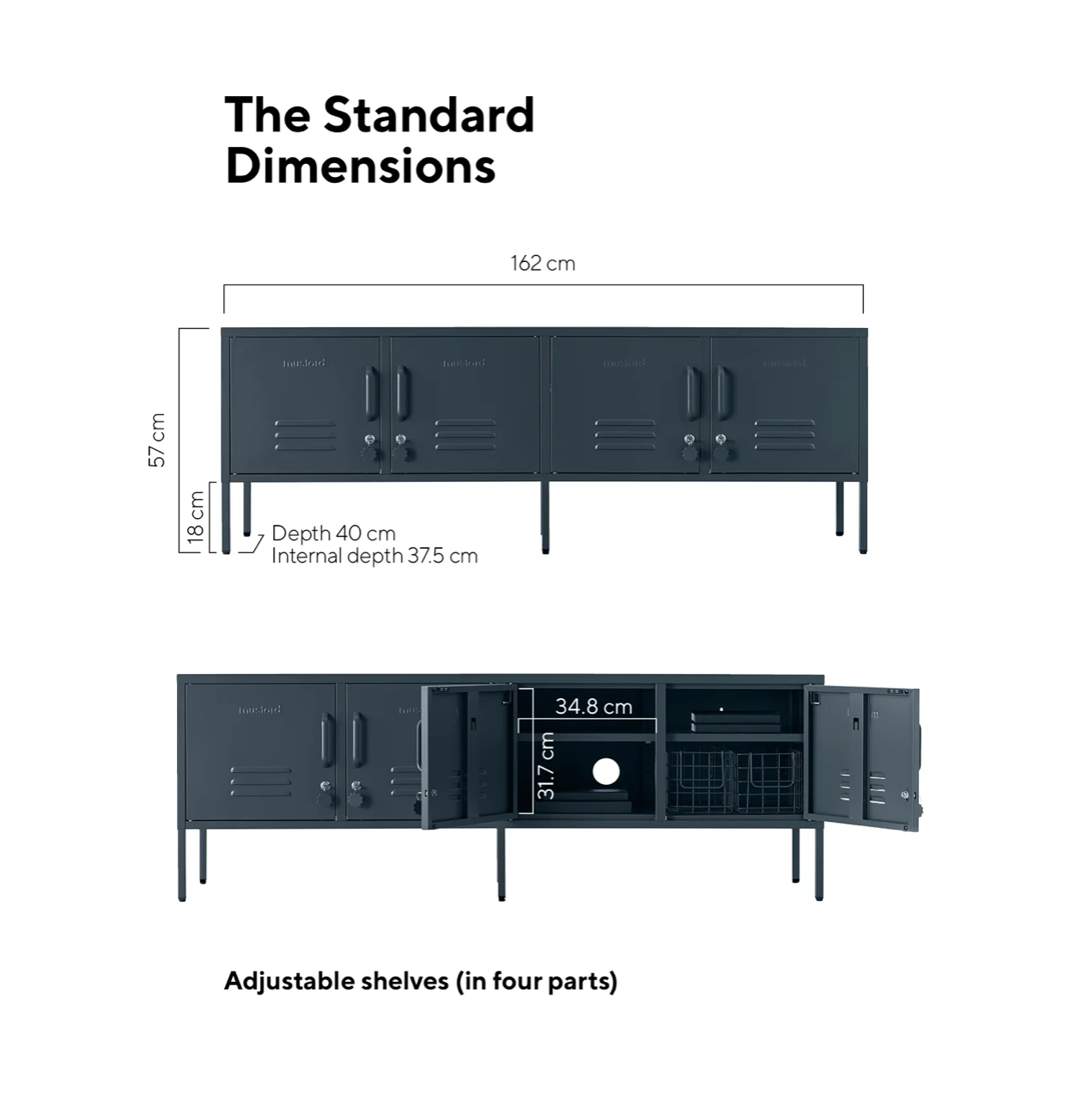 Μεταλλικό Ντουλάπι Locker The Standard Slate Γκρι Χάλυβας H57cm x W162cm x D40cm Mustard