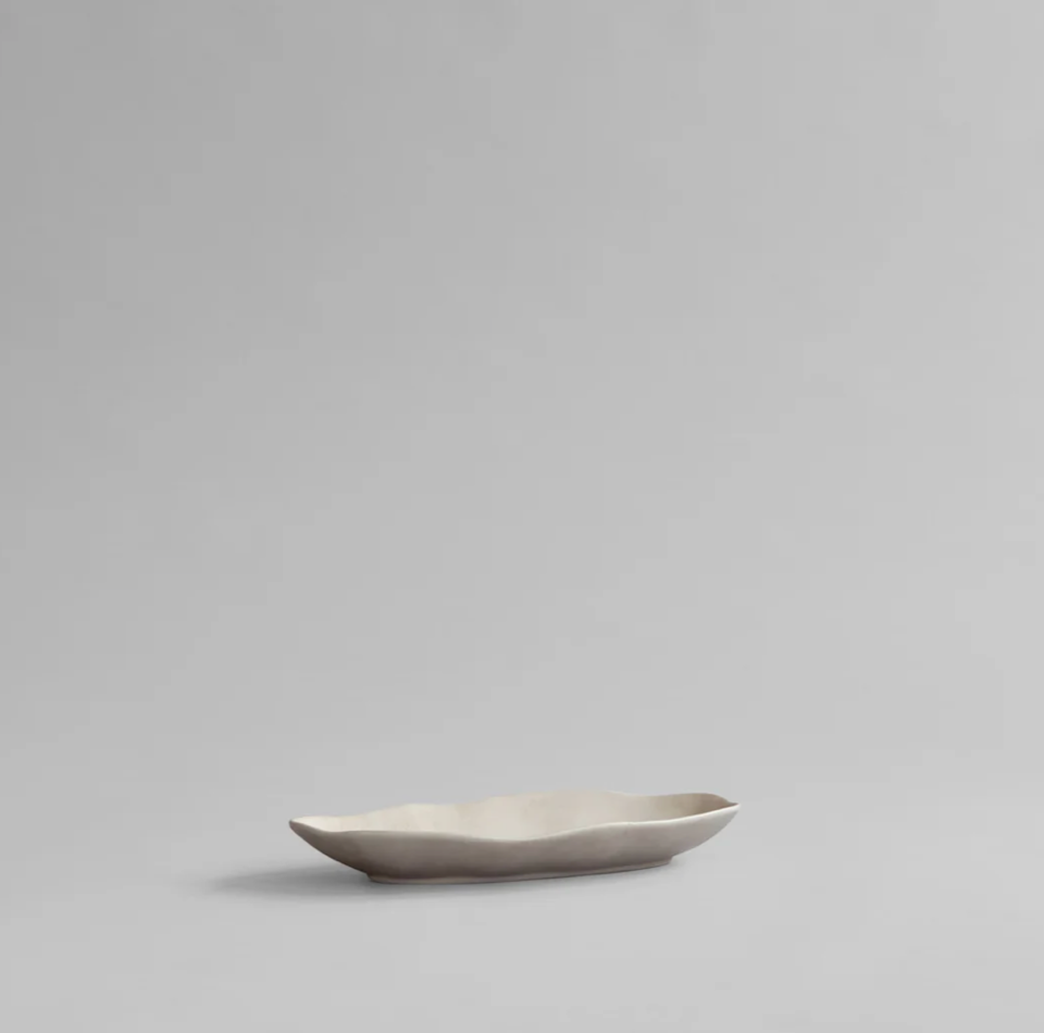 101 COPENHAGEN Διακοσμητικός Δίσκος Πιατέλα Native Oval Tray, Medio Stoneware Άσπρο Birch  L30/ W16/ H3,5 cm 101 COPENHAGEN