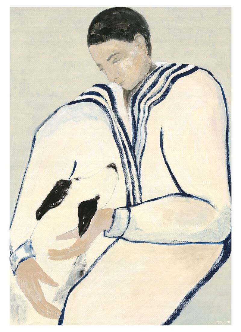 THE POSTER CLUB Poster Πόστερ Man And Dog - Εκρού Μπλε 70 x 100 cm THE POSTER CLUB