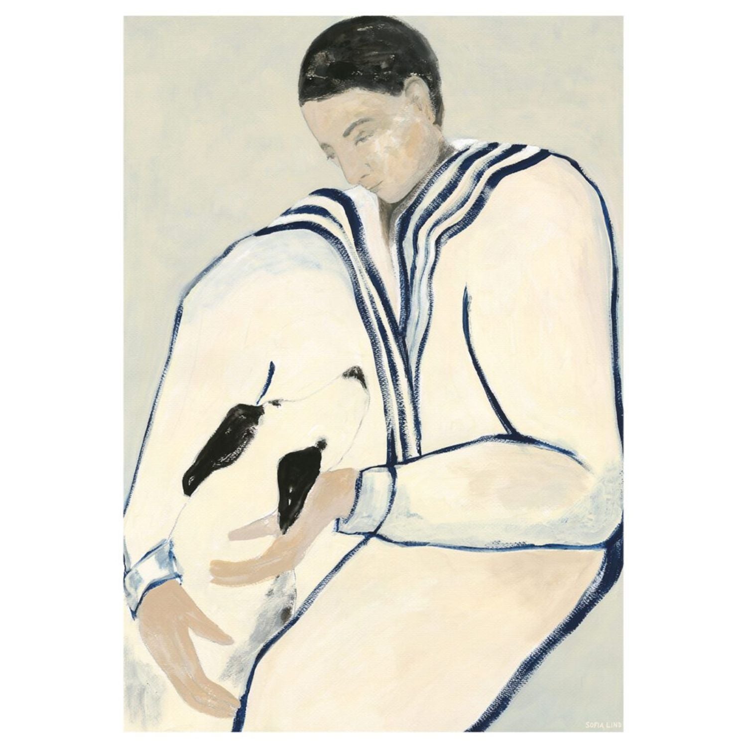 THE POSTER CLUB Poster Πόστερ Man And Dog - Εκρού Μπλε 70 x 100 cm THE POSTER CLUB