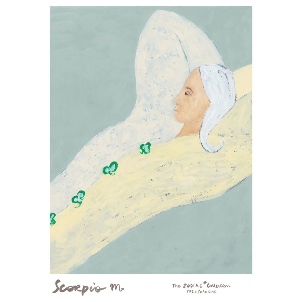 Πόστερ Scorpio - Sofia Lind Άσπρο Γαλάζιο Κίτρινο 50 x 70 cm THE POSTER CLUB