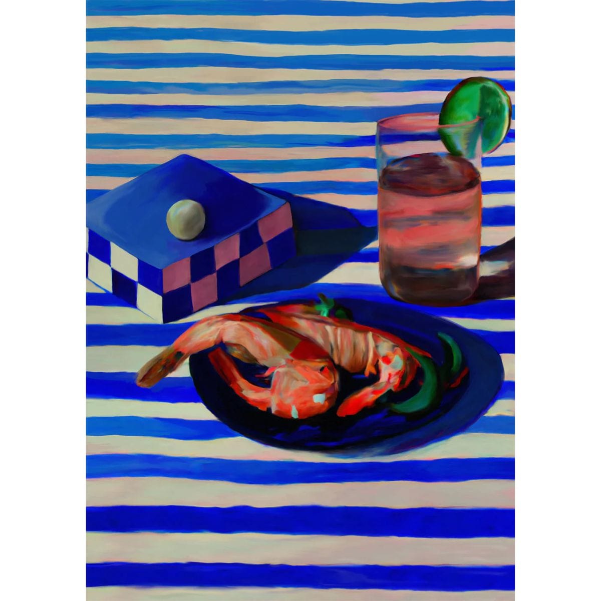 PAPER COLLECTIVE Poster Πόστερ, Shrimp & Stripes, 50x70, Μπλε/Πορτοκαλί, Sustainable Paper, PAPER COLLECTIVE