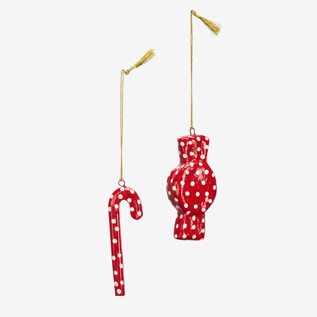 Χριστουγεννιάτικα Στολίδια - Χαρτοπολτός Κόκκινο Off White Σετ Των 2 L9 cm MADAM STOLTZ 