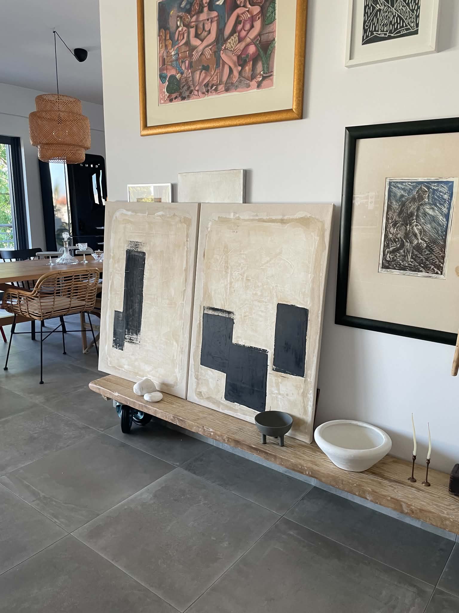 Πίνακας ζωγραφικής Acrylic & Oil Pastel LINES 2 (50x70cm) Hintsdeco