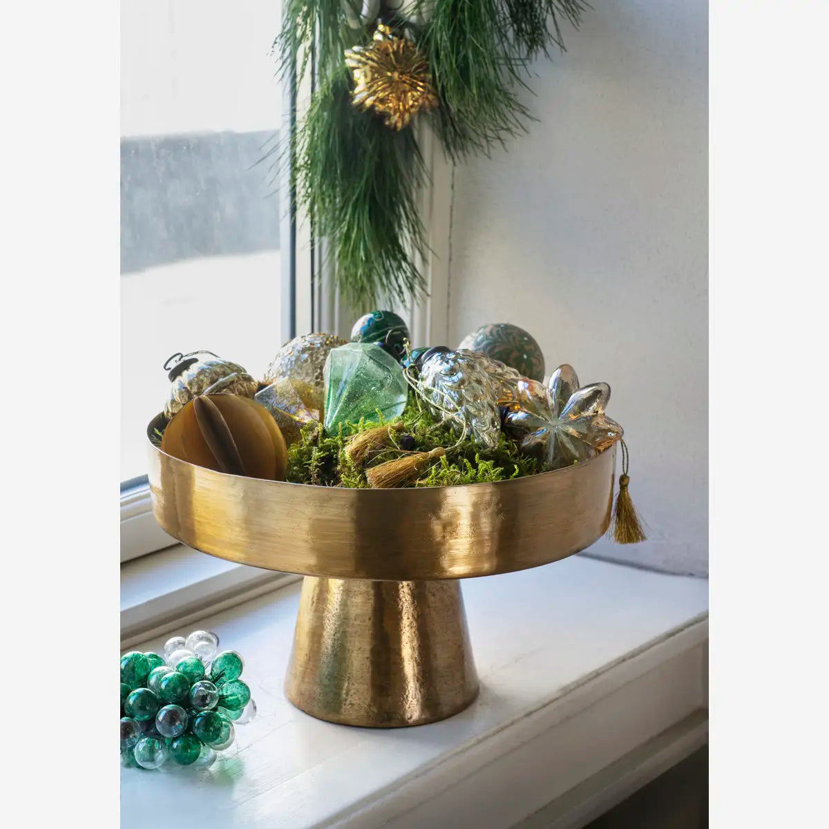 Γυάλινα Χριστουγεννιάτικα Στολίδια - Μωβ Κεχριμπάρι Πράσινο Διαφανές Σετ Των 12 H7 cm MADAM STOLTZ