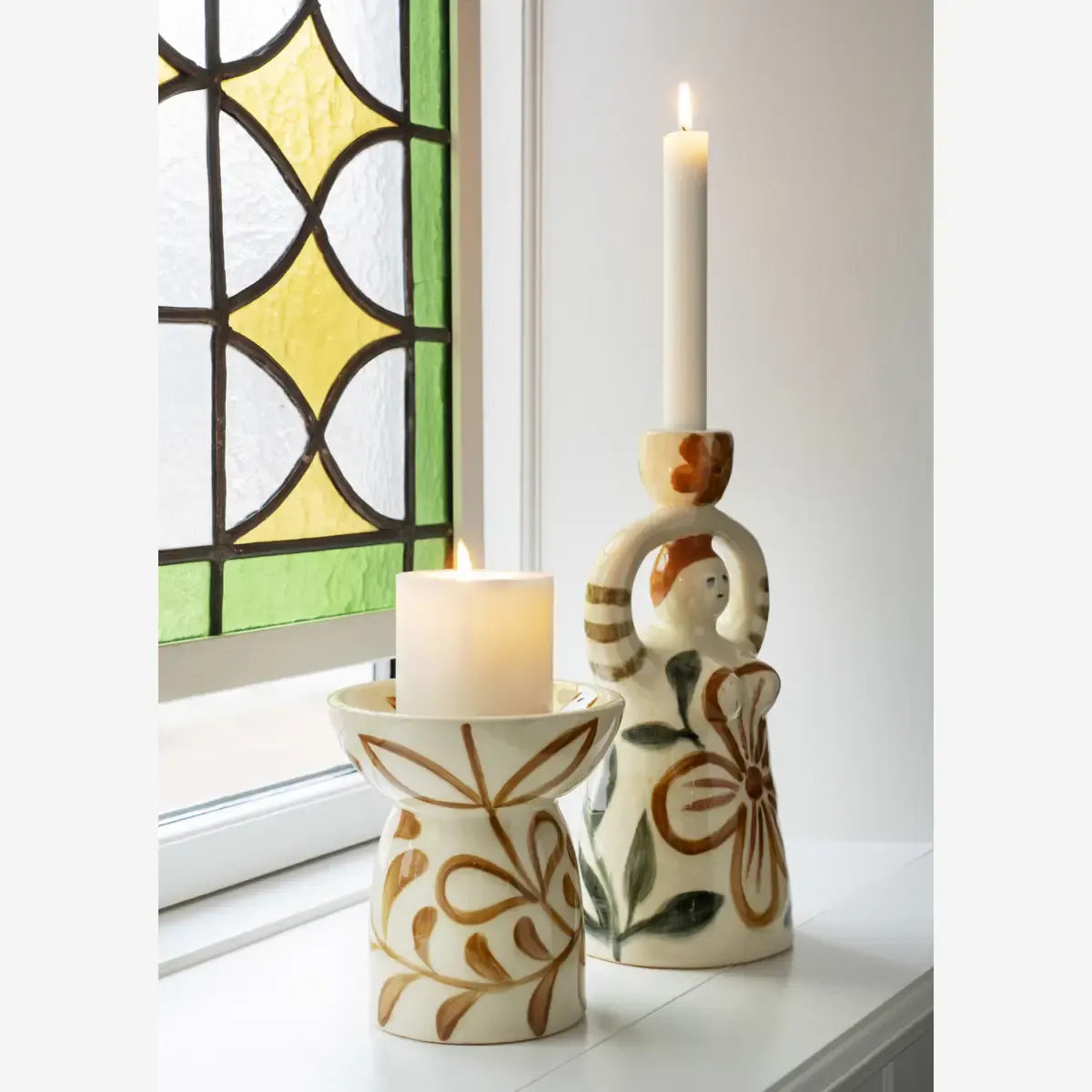 Κηροπήγιο Hand-Painted Candle Holder Figurine - Κεραμικό Off-White Πολύχρωμο Ø26 cm Madam Stoltz