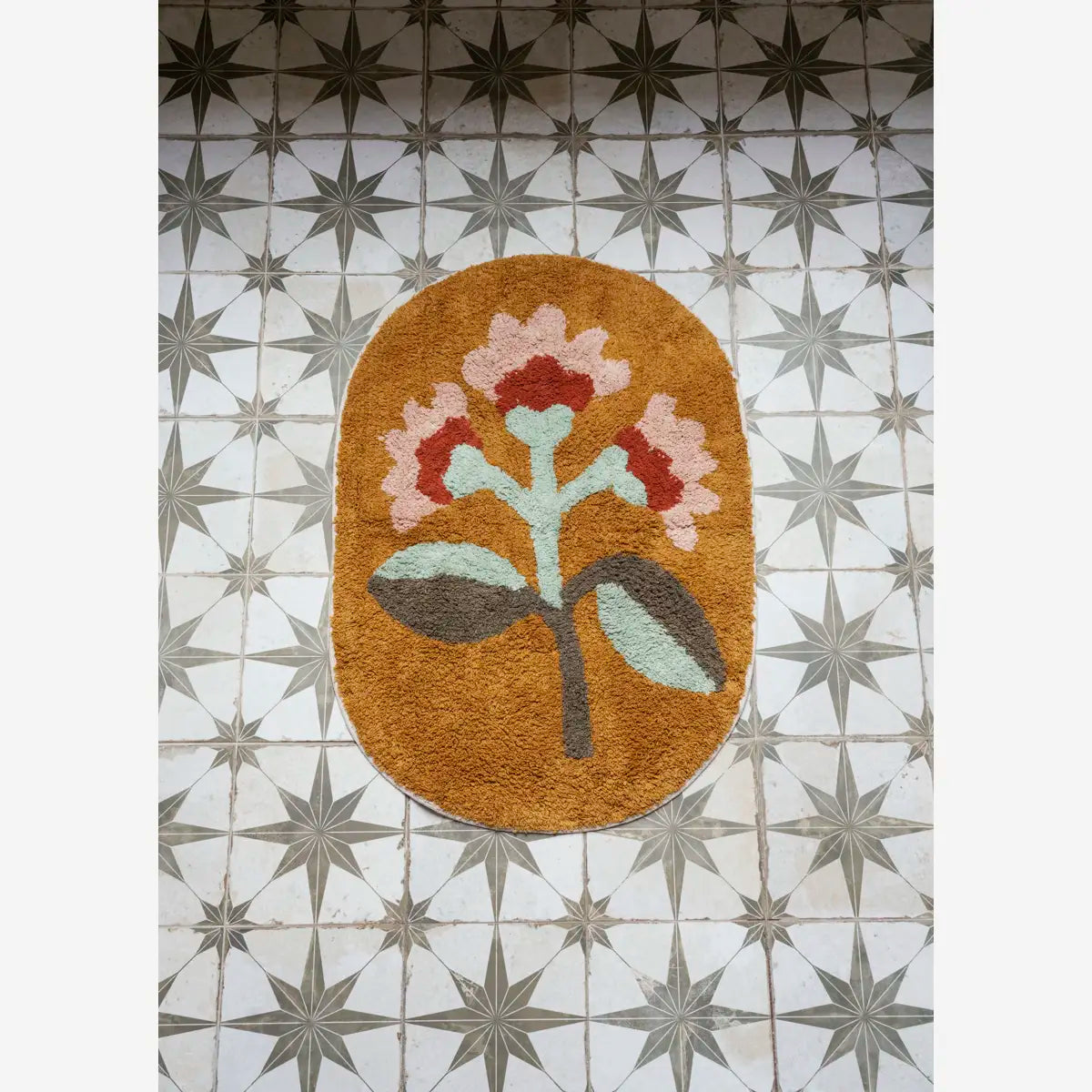 Χαλί Μπάνιου Tufted Oval - Βαμβακερό Καφέ W50 x L80 cm Madam Stoltz