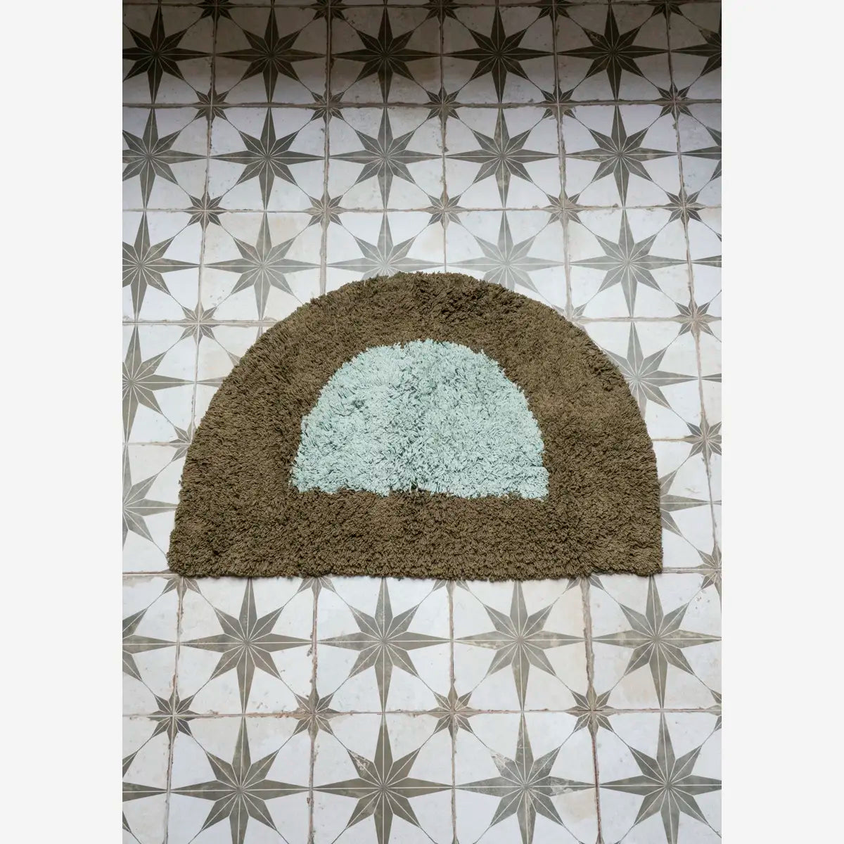 Χαλί Μπάνιου Tufted Half-Round - Βαμβακερό Πράσινο Ø80 x H50 cm Madam Stoltz