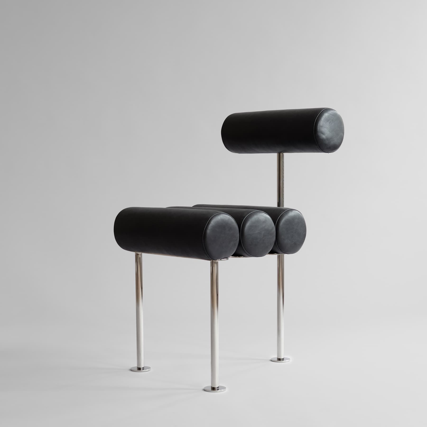 Καρέκλα Τραπεζαρίας Hiro - Μαύρο Ανιλινικό Δέρμα Ανοξείδωτο Ατσάλι H76 x W55 x L42 cm 101 COPENHAGEN