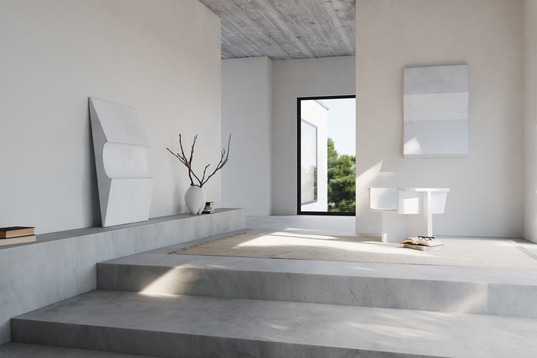 101 COPENHAGEN Γλυπτό Διακοσμητικό Γλυπτό Τοίχου sculpt Big Λευκό Σκυρόδεμα H120 cm x W15 cm x L80 cm 101 COPENHAGEN