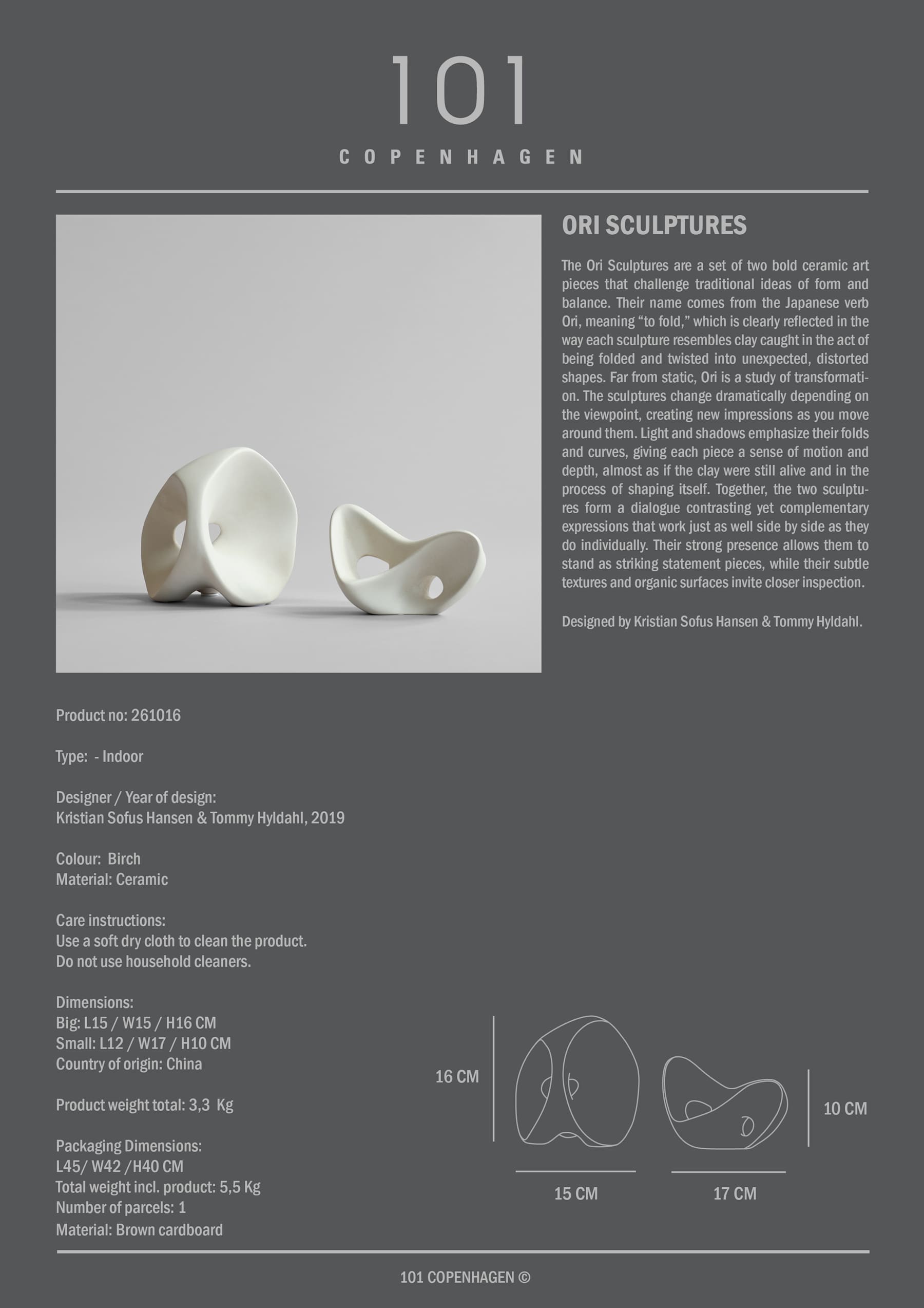 Διακοσμητικά Ori - Κεραμικά Άσπρο Birch Σετ Των 2 τμχ 101 COPENHAGEN