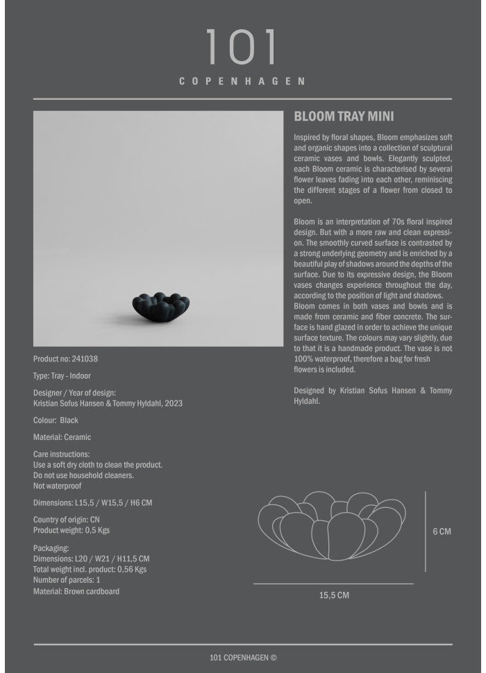 101 COPENHAGEN Διακοσμητική Πιατέλα Διακοσμητικό Μπόλ Bloom Mini Μαύρο Κεραμικό L15.5xW15.5xH6 cm 101 COPENHAGEN