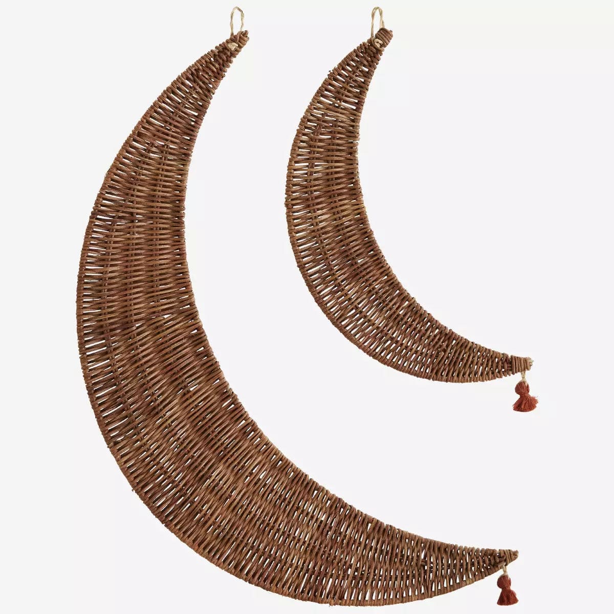 Madam Stoltz Home Decorative Decorative Hanging Moons of Ratan Set 2pcs. H: 30/h: 48 cm Madam Stoltz