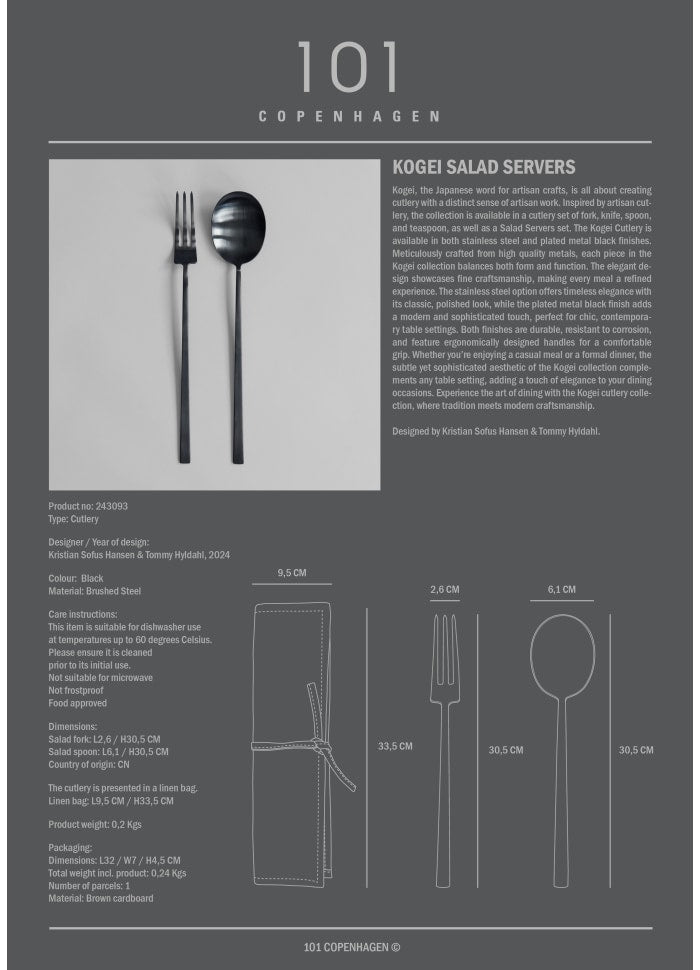 101 COPENHAGEN Πιρούνι Σετ Σερβιρίσματος Σαλάτας Kogei Μαύρο Ατσάλι 101 Copenhagen