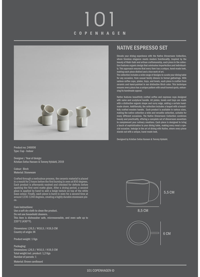 101 COPENHAGEN Sushi set Φλυτζάνια Native Espresso Set of 6 Άσπρο Birch Κεραμικό H5,5 cm x W8,5 cm 101 COPENHAGEN