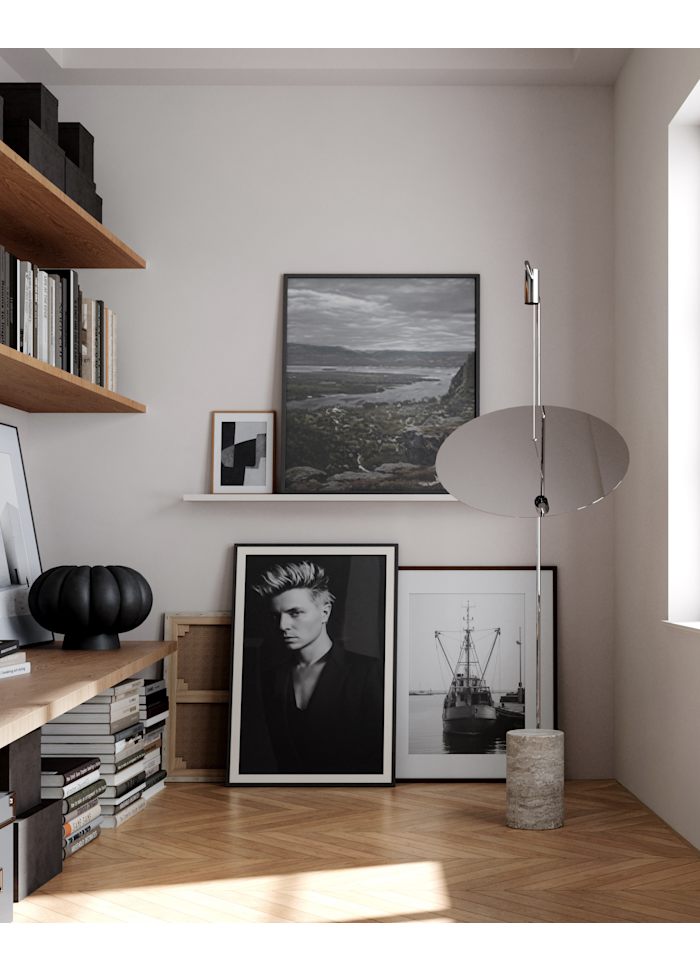 Φωτιστικό Δαπέδου Moon - Silver Τραβερτίνη/Σίδερο/ Χρωμέ H188 x W65 x L63 cm 101 COPENHAGEN