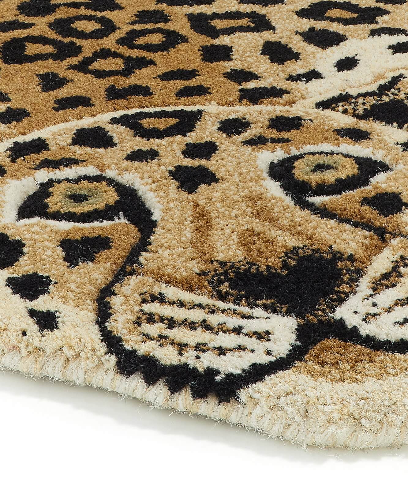 Χαλί Loony Leopard Large - Μάλλινο Βαμβακερό Μαύρο Κίτρινο 150 x 90 x 2 cm Doing Goods