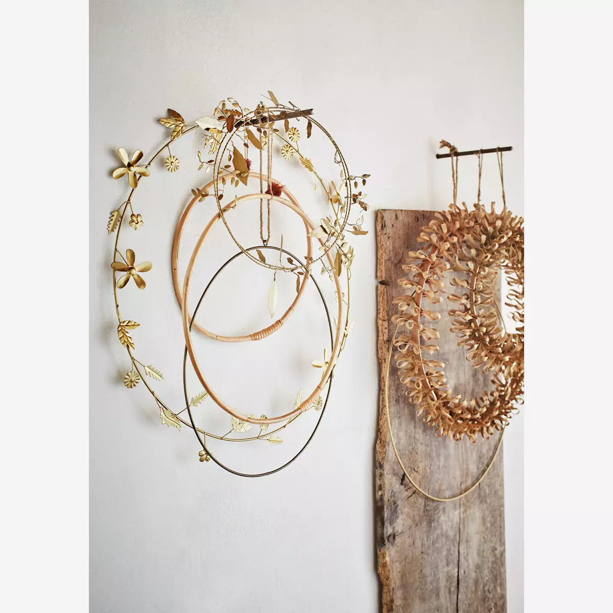 Madam Stoltz garland wreath from recycled antique gold d: 56 cm Madam stoltz