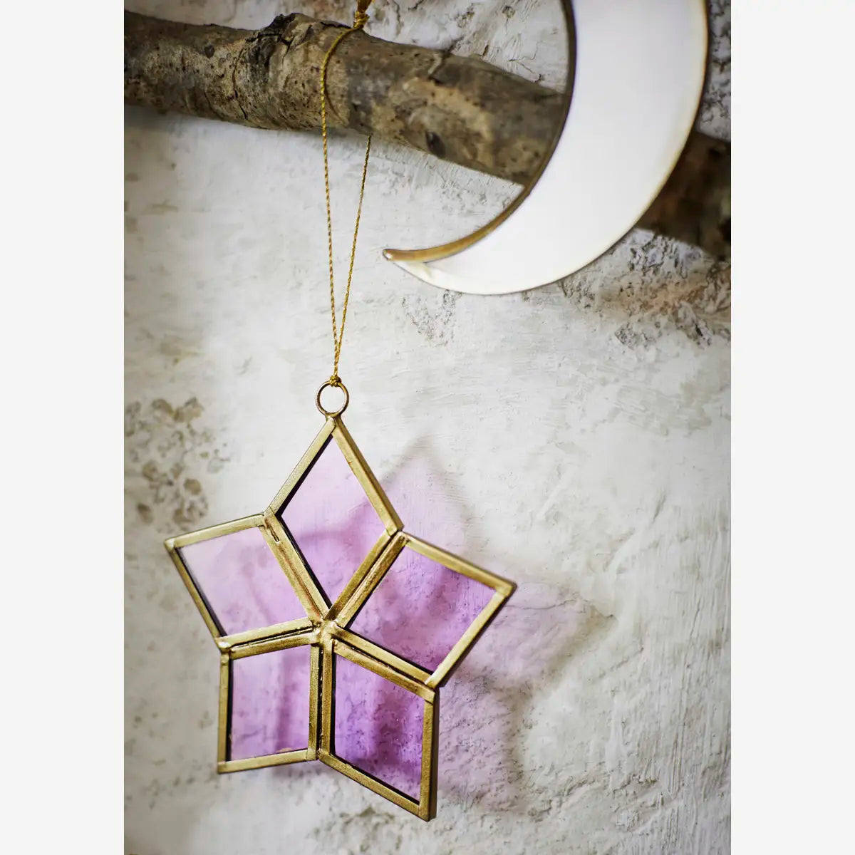 Χριστουγεννιάτικα Διακοσμητικά Αστέρια - Γυαλί Μέταλλο Ροζ Καφέ Πορτοκαλί Σετ Των 12 Ø13 cm MADAM STOLTZ