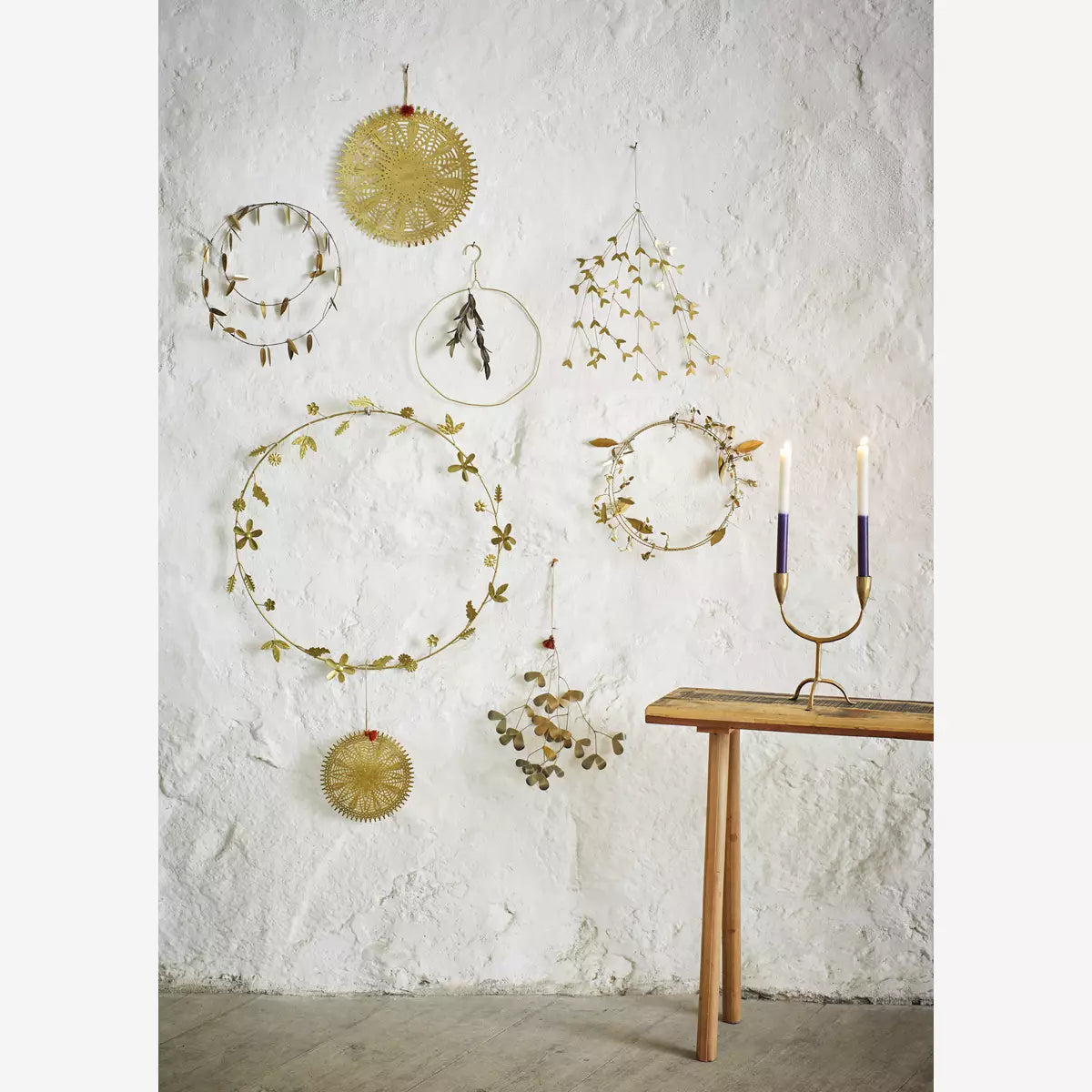 MADAM STOLTZ Γιρλάντα Μεταλλικό Γκί Ανακυκλωμένο Σίδερο/Επιχρυσωμένο Σκοινί Αντικέ Χρυσό 43x31 cm MADAM STOLTZ