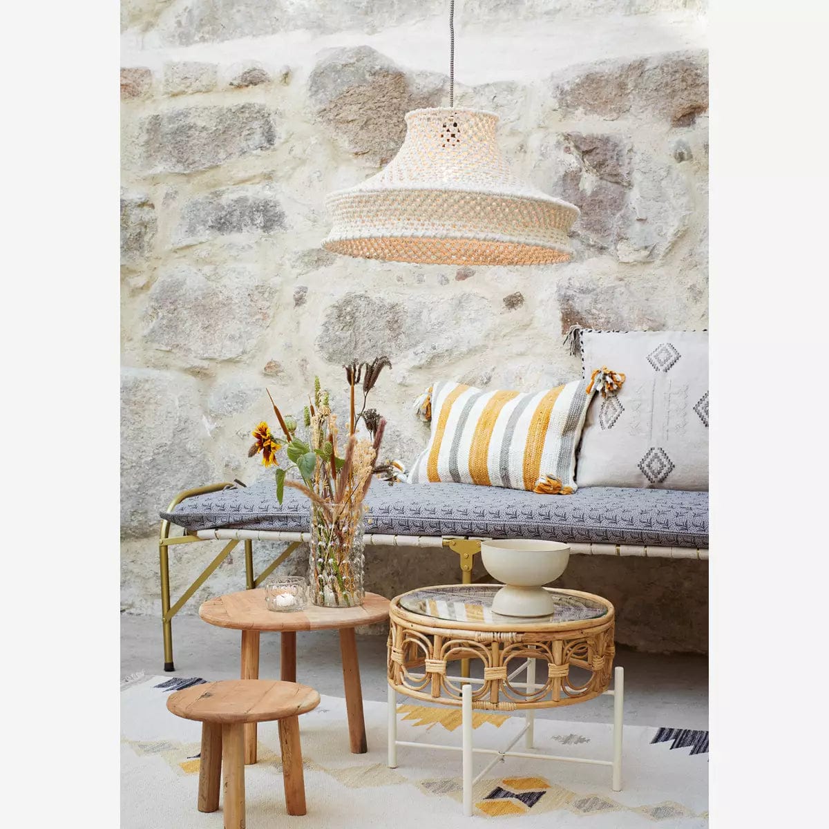 MADAM STOLTZ Φωτιστικό οροφής Φωτιστικό Οροφής Πλεκτό Βαμβακερό Άσπρο D:50x28 cm E27/60W MADAM STOLTZ