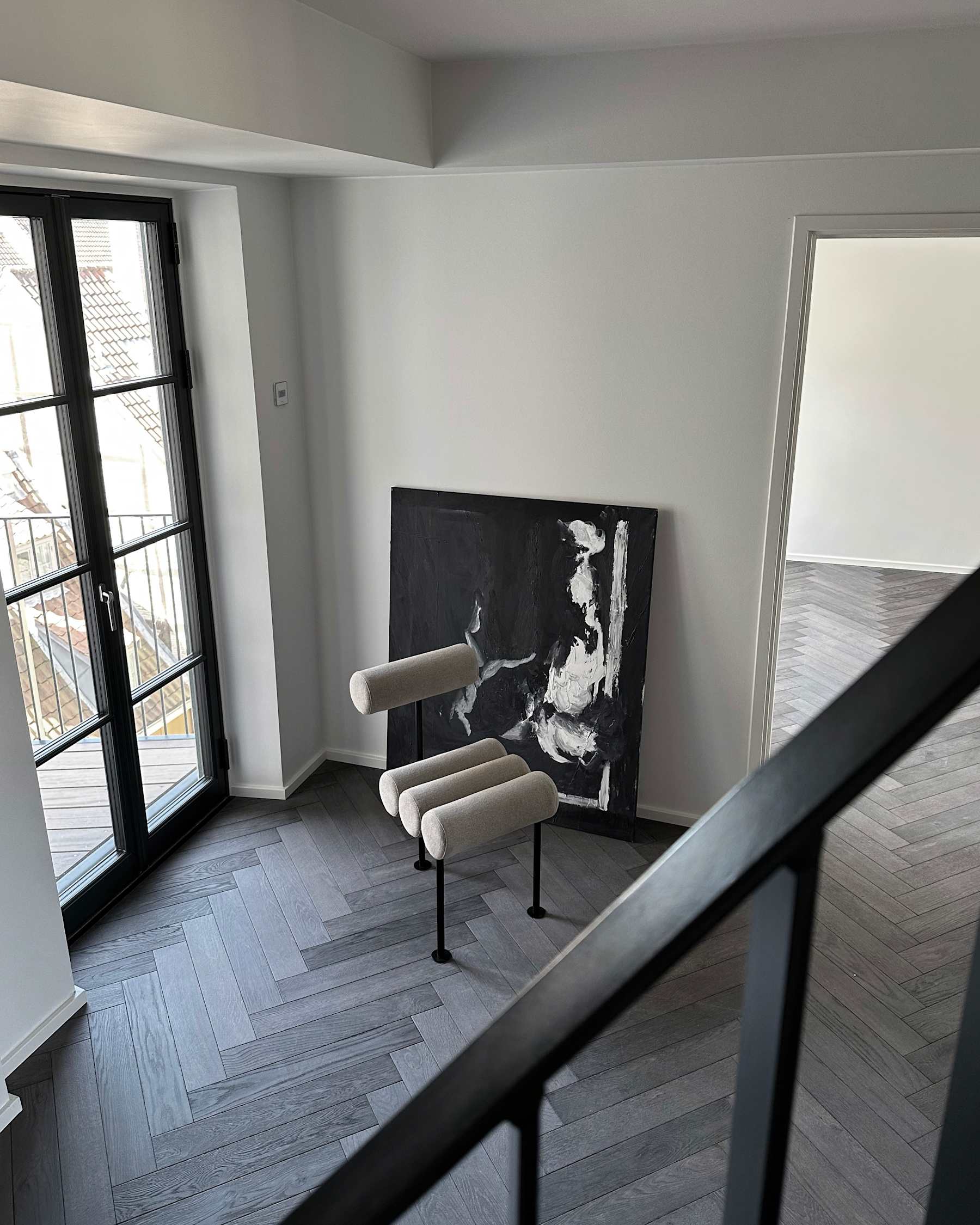 Καρέκλα Τραπεζαρίας Hiro - Ματ Μαύρος Ατσάλινος Σκελετός Λινό ΜπεζΎφασμα Sand (8047-2) H76 x W55 x L42 cm 101 COPENHAGEN