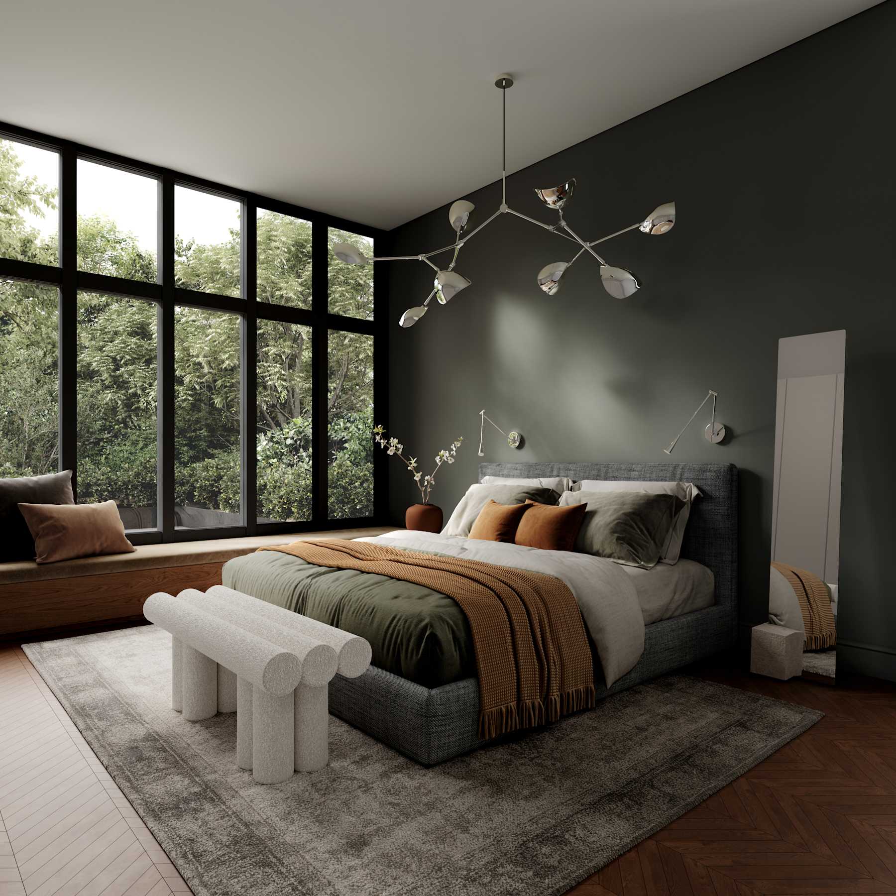 Πάγκος Hiro - Μπουκλέ Ύφασμα Off White H48,5 x W39 x L120 cm 101 COPENHAGEN