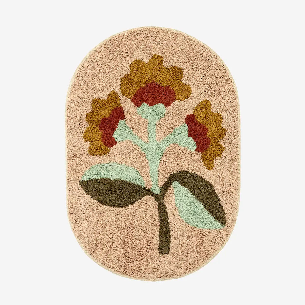 Χαλί Μπάνιου Tufted Oval - Βαμβακερό Ανοιχτό Ροζ W50 x L80 cm Madam Stoltz