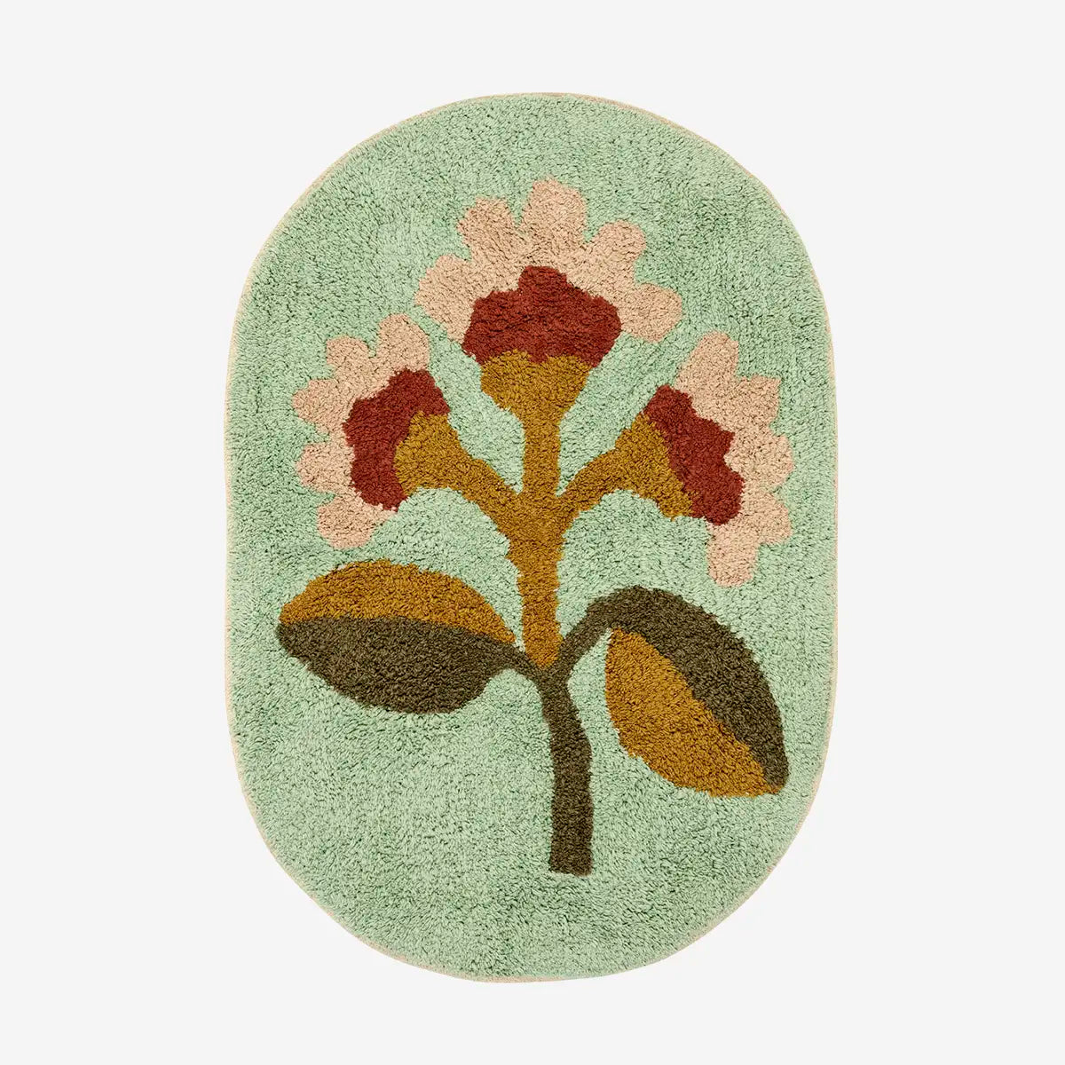 Χαλί Μπάνιου Tufted Oval - Βαμβακερό Ανοιχτό Πράσινο W50 x L80 cm Madam Stoltz 