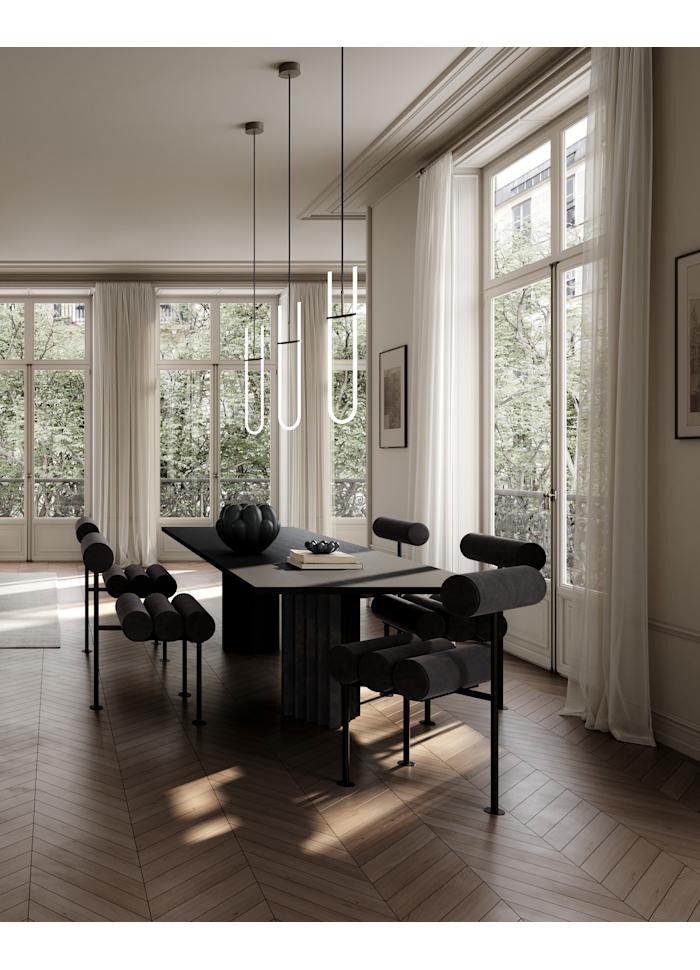 Καρέκλα Τραπεζαρίας Hiro - Black Frame - Χρωμα Γκρί Peat Velvet  H76 x W55 x L42 cm 101 COPENHAGEN