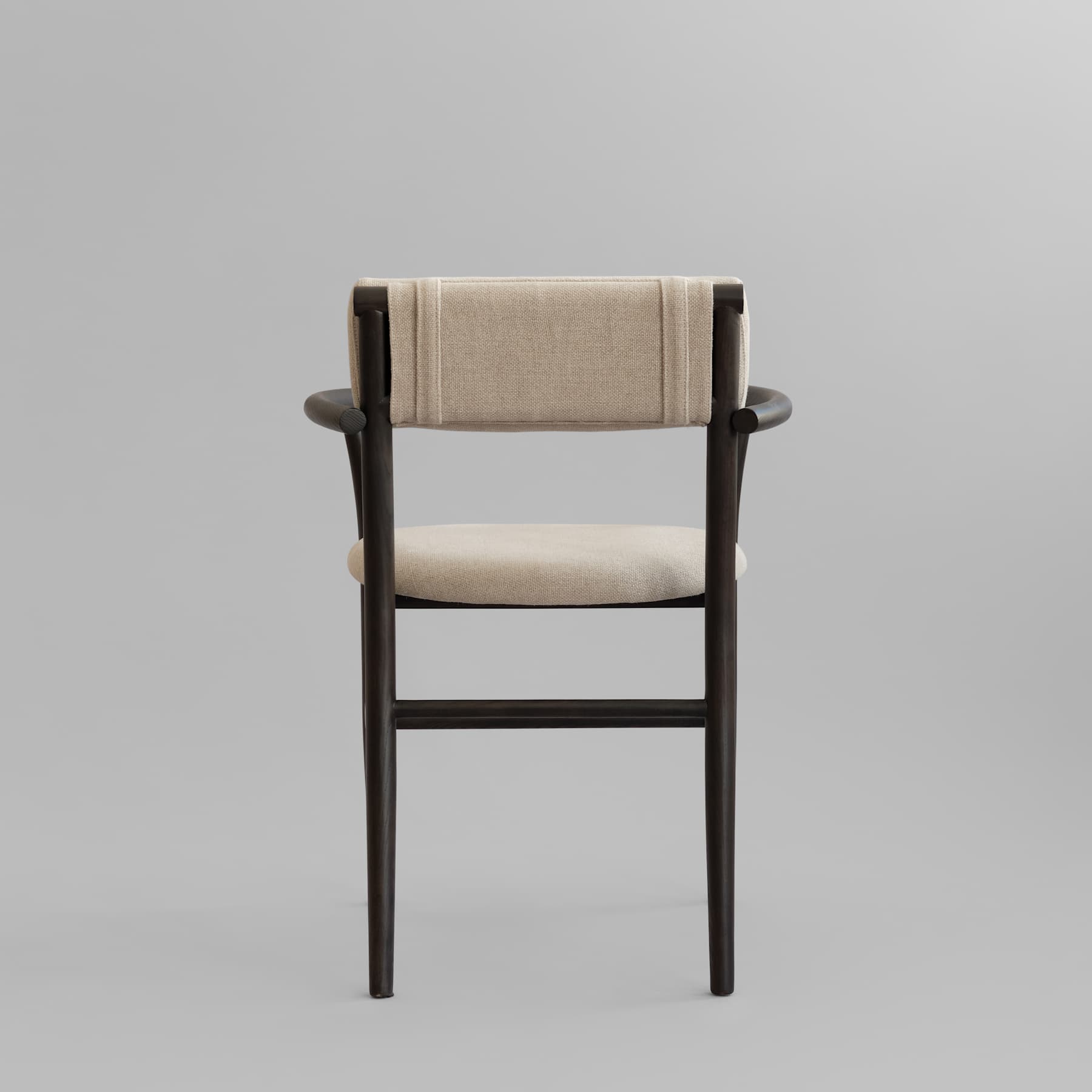 Καρέκλα Τραπεζαρίας Με Μπράτσα Namα - Δρυς Coffee Black Μπεζ Λινό Ύφασμα H79,5 x W54 x L58 cm 101 COPENHAGEN