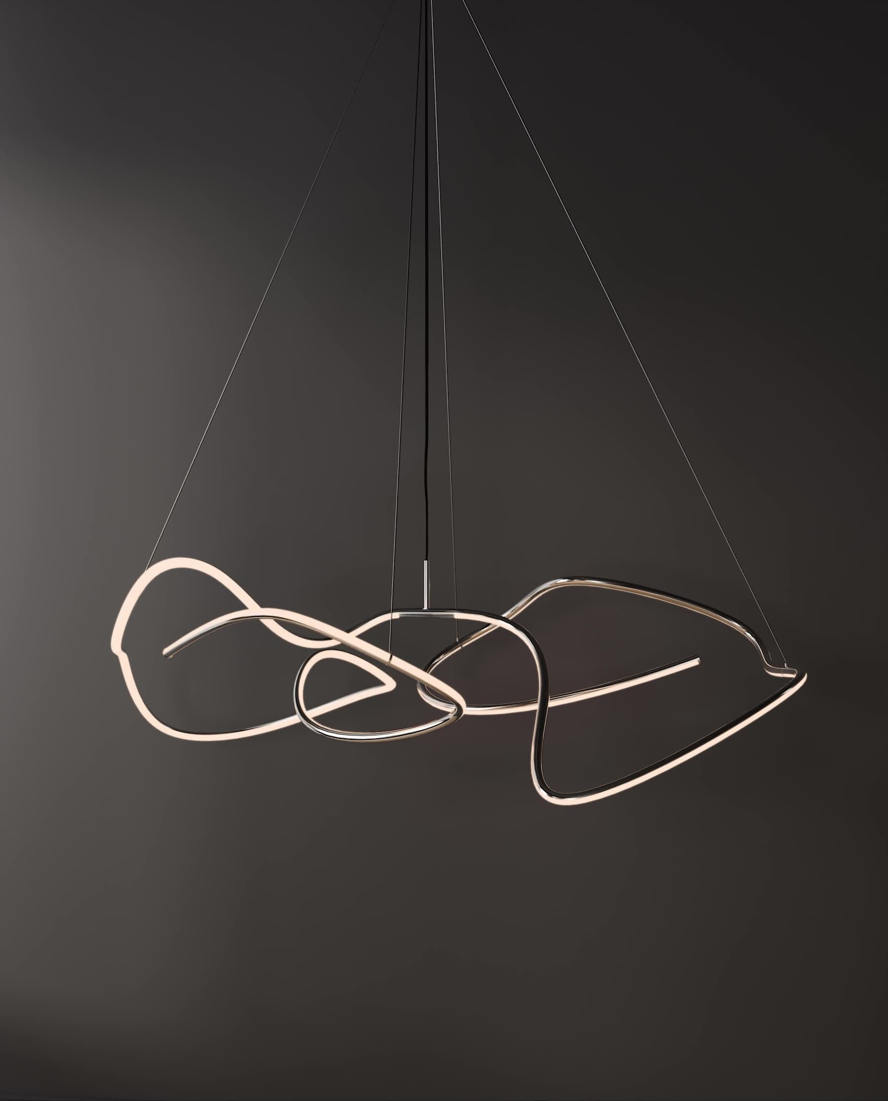 101 COPENHAGEN Φωτιστικό οροφής Φωτιστικό Οροφής Ghost Chandelier, Big - Chrome LED H50 x W82 x L155 cm 101 COPENHAGEN