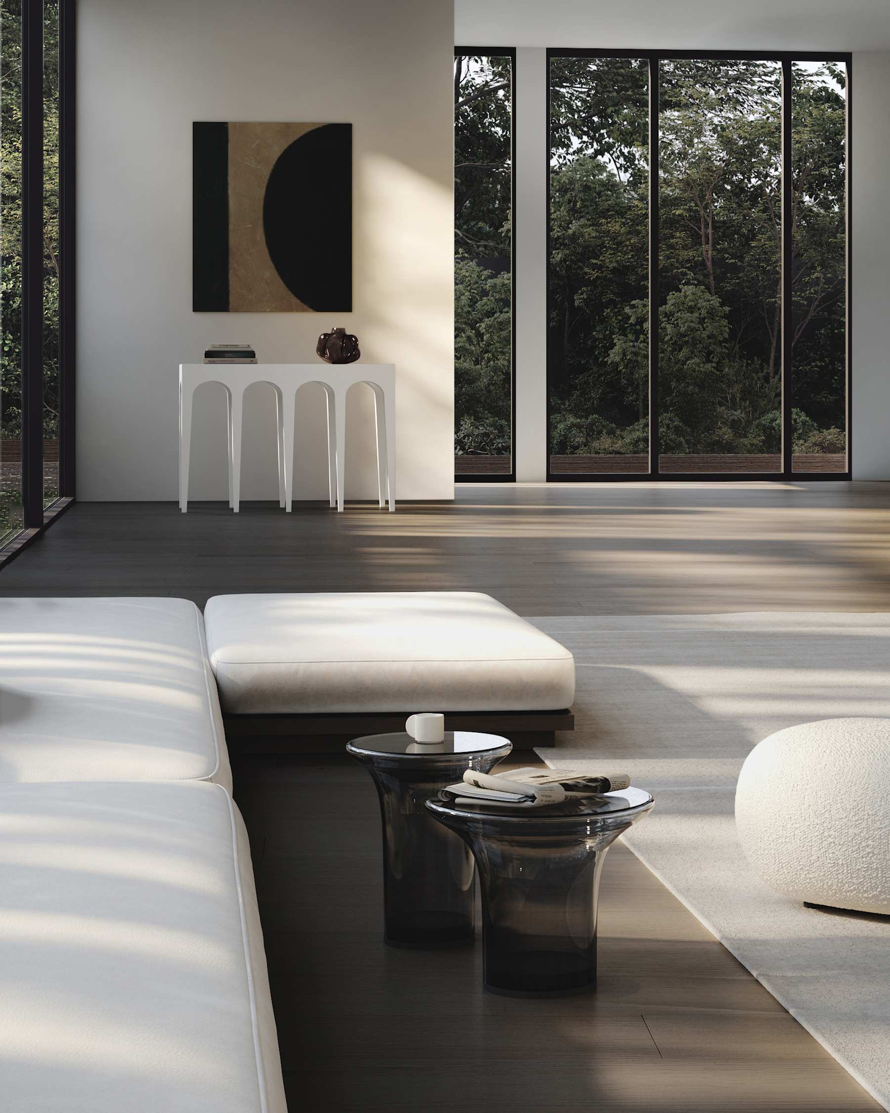 Βοηθητικό Τραπέζι Trumpet Low - Γυαλί Smoked Forest H35 x W45 x L45 cm 101 COPENHAGEN