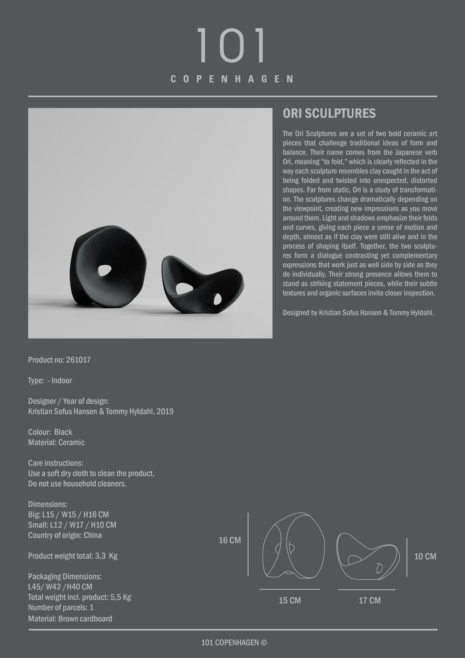 Διακοσμητικά Ori - Κεραμικά Μαύρο Σετ Των 2 τμχ 101 COPENHAGEN
