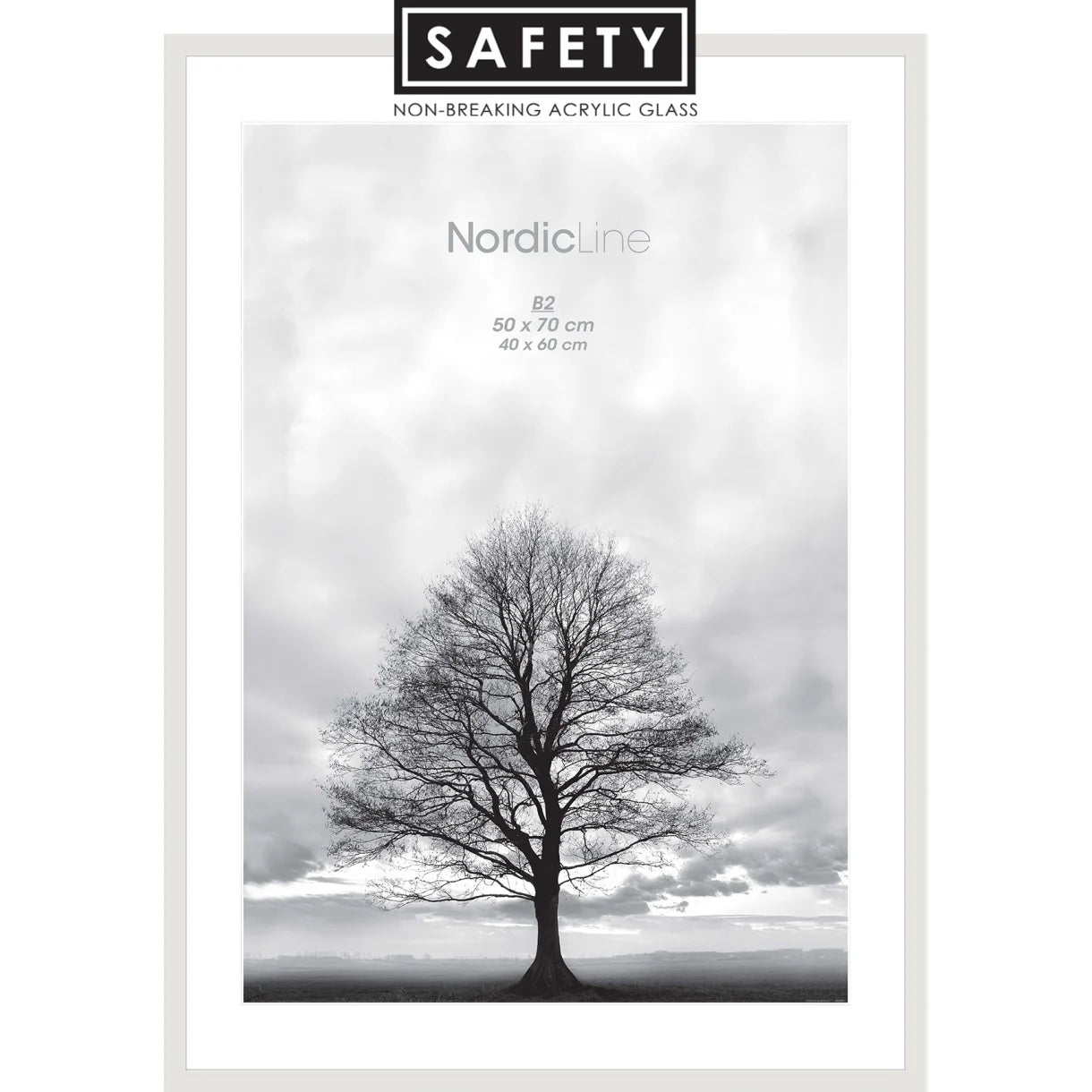 INCADO Κορνίζα Κορνίζα Nordic Line Slim Safety Modern Άσπρο Ξύλο Ακ. Γυαλί 50x70 cm INCADO